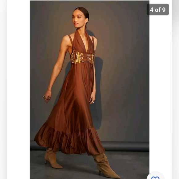 Anthropologie Flounced Maxi Dress Size 18 - Picture 3 of 8